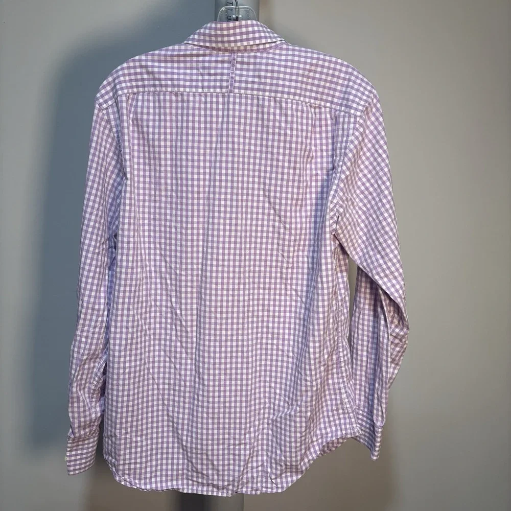 Banana Republic Purple White Check Button Up Shirt Sz M Cotton Preppy Classic